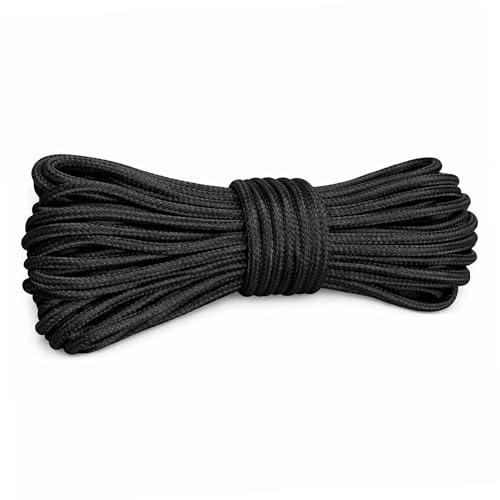 Trimming Shop 3mm Wide Black Nylon Braided Cord for Gear Making, DIY Accessories, Gardening Plant and Crafts, Aluminium Blind Shade, 50 Metres | Perfect for Gear Making, DIY Accessories, Gardening Plant and Crafts, Aluminium Blind Shade, 50 Metres
