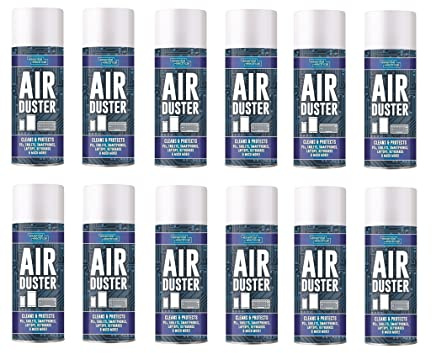 NEW 12 X 200ML COMPRESSED AIR CAN DUSTER SPRAY CAN CLEANER CLEAN & PROTECTS LAPTOP KEYBOARD ELECTRONICS 200 ML PACK SET OF 12