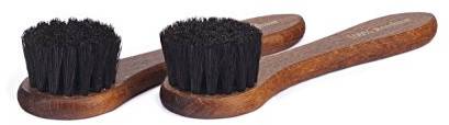 Langer & Messmer Set de 2 cepillos con 100% cerdas de crin de caballo para la limpieza y el cuidado de zapatos de piel (negro/negro)