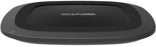 RealPower FreeCharge 10 Wireless Charger Ladepad, Kabelloses 10W QI Ladegerät, Kompatibel mit iPhone 11/Pro/XS/MAX, 10 W Schnellladungen. Samsung Galaxy S10/S9+/S8+ und AirPods Pro- inklusive Netzteil