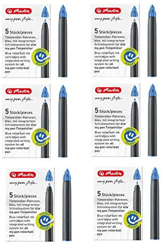 Herlitz 11378999 Tintenroller-Patronen my.pen, 5 Stück, blau (6er Pack, patronen my.pen)