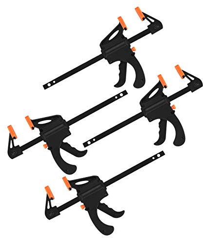 4 Pcs Quick Grip Clamps, 4 Inch Woodworking F Clamps, Ratchet Bar Clamp, Quick Release Clips, One Handed Clamp for Woodwork, Handmade Craft, DIY, Clamping (4Inch)