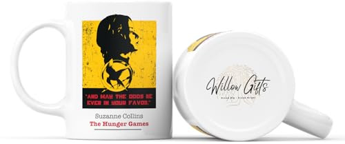 WillowGifts and May The Odds Be Ever in Your Favor mugg tekopp – bok roman katniss spel dystopisk postapokalyptiska tolv distrikt hyllningar bågpil tonåring ung vuxen present (vit)