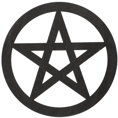 Alipis Wooden Pentacle Wall Sign Wooden Pentagram Wall Hanging Decor Art Panel Plaques Decorative Medallions for Living Room Bedroom Black