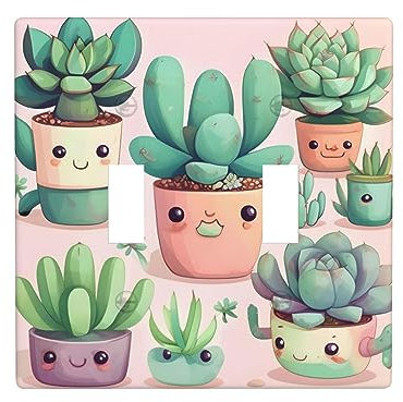 Bella Piante succulente Toggle illuminato interruttore piastra a parete, &* Dimensioni standard 11,4 x 4,5 pollici (11,4 x 11,4 cm), doppio pannello interruttore.
