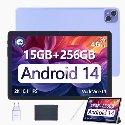 DOOGEE T10 Pro Tablette Tactile 10 Pouces 1920 * 1200 FHD+, 15GB + 256GB, 8580mAh+18W Charge Rapide, Android Tablette with Double 4G, 2.4/5G WiFi, TÜV, 8MP + 13MP Caméra, Violet