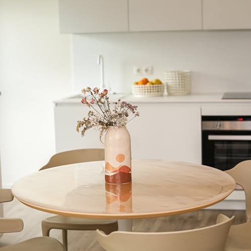 Profolio Tischfolie Rund & Transparent mit abgeschrägter V-Kante - Klare Hochglanz Tischdecke als Tischschutz - Glasklare 2mm Folie für Ihren Tisch - Durchmesser 75 cm