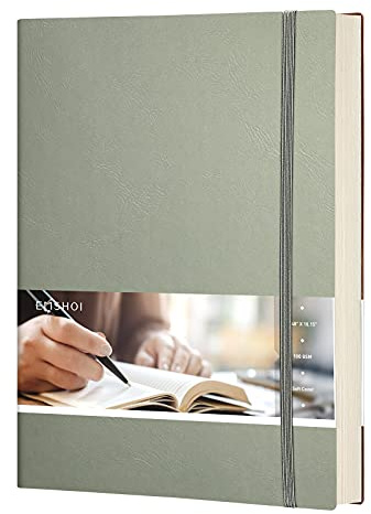 EMSHOI B5 Notebook Bullet Dotted Journal - 19 x 25 cm Large Leather Notepad with Sticky Notes, 192 Numbered Pages, 100gsm Dot Grid Paper, Softcover, for Women Men Drawing Work - Green