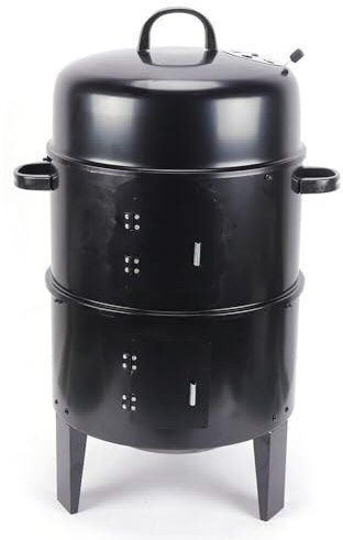 Vinnyooc - Barbacoas para ahumaderos (84 cm, portátil, barbacoas, barbacoas de carbón, barbacoa, ahumadero, con termómetro para fumar a la parrilla y cocinar tocino de salami