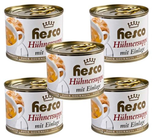 Hesco klare Hühnersuppe mit Einlage Verzehrfertig 5 Dosen 1060ml