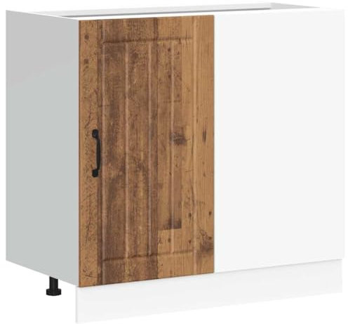vidaXL Lucca Sink Base Cabinet - Engineered Wood Kitchen Storage with Adjustable Feet, Old Wood Finish, Modern Style 86x46x81.5cm