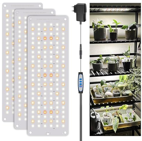 Garpsen Pflanzenleuchte für den Indoor-Anbau, Vollspektrum, 3 Panels | 414 LEDs, Automatik-Timer 6/12/16, 3 Farbmodi, 5 Dimmstufen, für die Anzucht, die Vegetationsphase und die Blütephase
