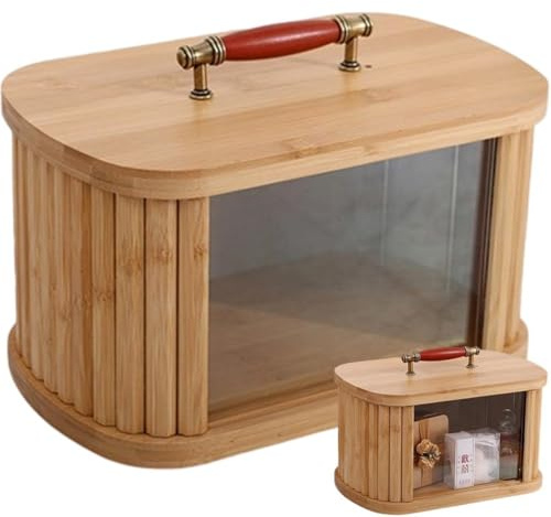 HiyyFloy Boîte À Pain en Bois De Bambou, Boîte À Pain Multifonctionnelle, Boîte Cadeau Rétro, Récipient Alimentaire pour Cuisine