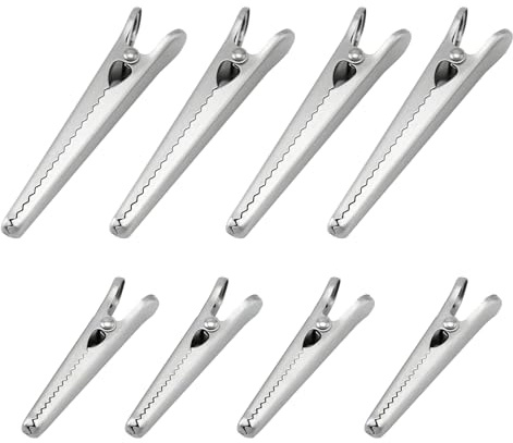 8 Stück Verschlussclips Edelstahl Clips für Tüten,Lieferbar in zwei verschiedenen Größen (2 * 8.5cm / 2.5 * 12cm) Multifunktions Alligator Clips Für Lebensmittel, Kaffee, Brot
