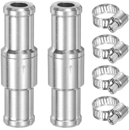 sourcing map Lot de 2 clapets anti-retour de carburant de 12 mm - Clapet anti-retour à sens unique - Accessoires de contrôle en alliage d'aluminium avec pinces pour essence, diesel, gaz, huile, air