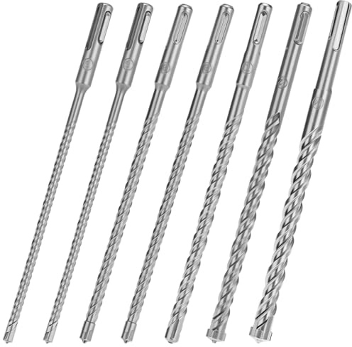 QWORK® Brocas de hormigón armado 7 piezas 6 6 8 8 10 12 14 x 210 mm para martillos perforadores