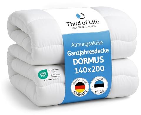 Third of Life Åretrunt-filt 140 x 200, Ökotex 100, mjukt täcke från sovexperter, året runt-täcke 140 x 200, ventilerande täcke, filt från EU