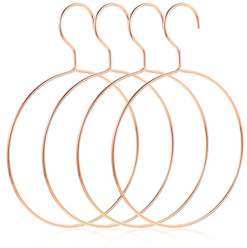 LIFKICH Set 4 Pezzi Appendiabiti Rotondi in Ferro Rosa Oro, Grucce Multifunzionali per Sciarpe, Cravatte e Cinture, Organizzatore Armadio per Casa e Guardaroba