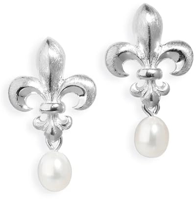 Heartbreaker F´LYS Lilien-Ohrstecker I Edle Ohrringe mit Süßwasserperle aus 925 Sterling Silber I Nickelfreie Damen-Ohrringe inkl. Verpackung I In Goldschmiedequalität gefertigt I LD FL 21 PW