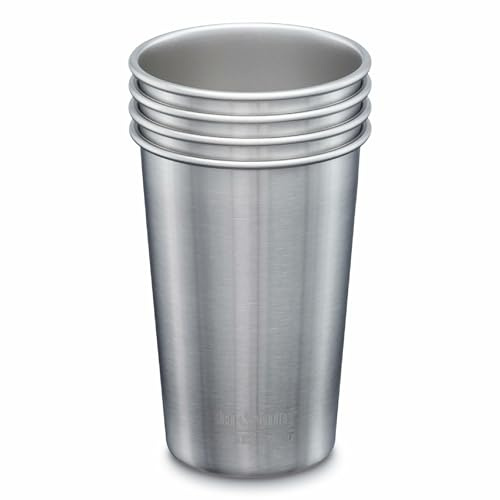 Klean Kanteen Classic Trinkflasche, Edelstahl, Silber, 473ml, 4-Einheiten