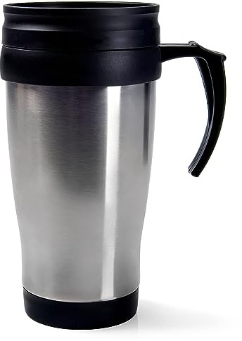 GOODS+GADGETS® Termosmugg 400 ml Rostfritt Stål - Isolerad Kaffemugg | Återanvändbar kaffemugg to go med lock och handtag - passar i bilens mugghållare