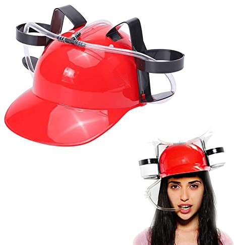 Vigcebit Neuartiges Zubehör Trinkhelm, Partyhut, Verstellbarer Dosenhalter, Hut Für Trinker, Strohhalm Für Bier, Soda, Cola, Partyspaß, Getränke-Gadgets, Pink, Gelb, Rot, Blau
