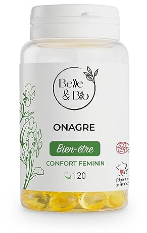 CYCLE MENSTRUEL & ÉQUILIBRE HORMONAL FÉMININ - Huile d'Onagre Bio Certifée Ecocert - 120 capsules - Cure 1 mois - Complément Alimentaire BELLE&BIO - Fabriqué en France