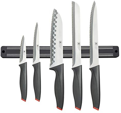 Richardson Sheffield R02300P506KB4 Laser 5pc Knife Set with Magnetic Rack Kitchen Knives, Stainless Steel, Black