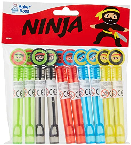Baker Ross Tvålbubblor Ninja att vidröra, för barn, festväskor och små leksaker för barn (10 stycken)