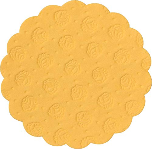 Demmler Tassendeckchen/Glasuntersetzer - filigranes Saugstoffpapier - rund - Rosenprägung - Farbe: Gelb - 500 Stück - Made in Germany