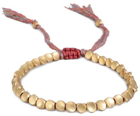 Pulsera de cuentas de cobre tibetano – GOODCHANCEK hecha a mano budista pulsera ajustable de cuerda de la suerte para mujeres y hombres