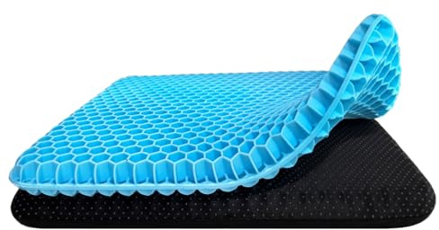VAIYNWOM Orthopedic Gel Seat Cushion, Two-Layer Honeycomb Structure Chair Cushion Breathable Seat Cushion for Home Office Car, with Non-Slip Fabric Cover, 42 * 37 * 3.5cm, White