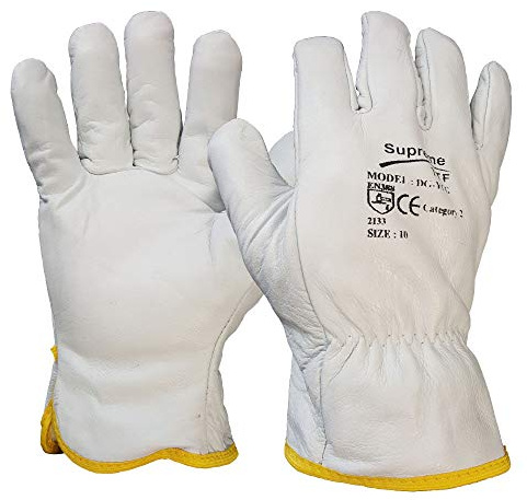 10 Pairs Driver Work Gloves Fleece Cotton Lined Soft Leather Lorry Drivers Safety (XL)