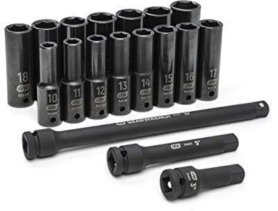 GEARWRENCH Juego de 18 llaves de impacto métricas profundas de 1/2 pulgada - 89096