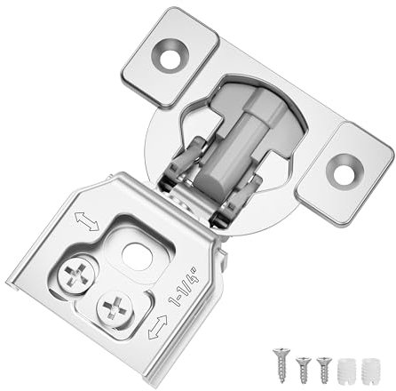 OWODI 40 Pack Soft Close Cabinet Hinges for Face Frame Doors, 1-1/4 Inch Overlay Concealed Hinges, 105° 3-Way Adjustable, 35mm Cup, Nickel Finish with Screws