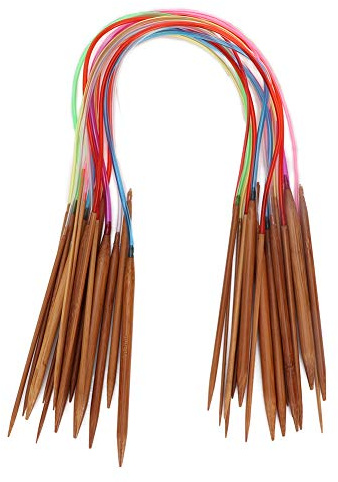 18 st cirkulära bambustickningsnålsset, flerfärgade plaströr koliserade dubbla ringformiga nålar för stickning, 18 storlekar: 2 mm - 10 mm (100 cm)