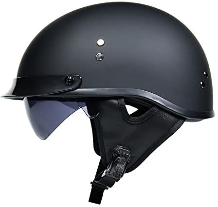 ACLFFSHOP Halbschalenhelm mit ECE, Jethelm Retro mit Sonnenblende, Chopper Helm Roller Helm Offenem Helm, Street Moped Halbhelme, mit Herausnehmbarem und Waschbarem Futter M~XXL
