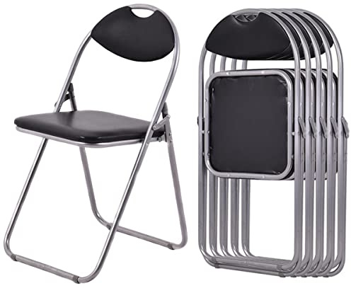 TANGZON 6 Pack Folding Chairs with Padded Seat, Metal Frame