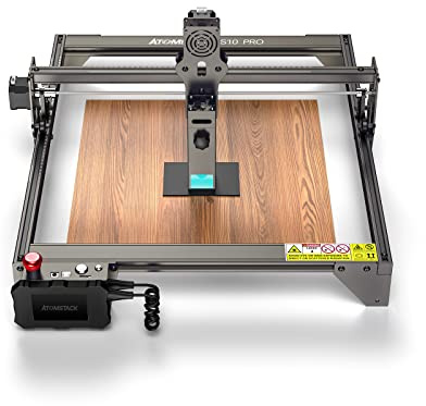 ATOMSTACK S10 PRO Laser Graviermaschine, 50W CNC Lasergravur Maschine mit 10W Ausgangsleistung, Augenschutz Fixfokus Laser Cutter, Hochpräzises für Gravieren und Schneiden Holz Metall Acryl,410*400mm