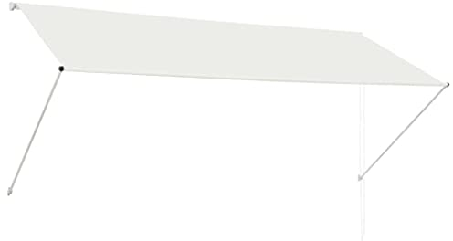 Yolola Einziehbare Markise Handbetrieben Klemmmarkise Balkonmarkise Creme 300 x 150 cm Sonnenschutz Spannmarkise Markise Balkon Einstellbare Höhe und Neigungswinkel