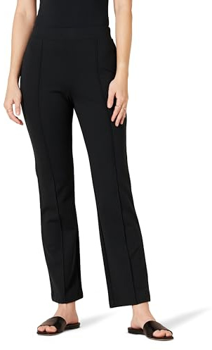 Amazon Essentials Pantaloni Elasticizzati in Tessuto Ponte, a Vita Alta e Lunghezza alla Caviglia Donna, Nero, XS