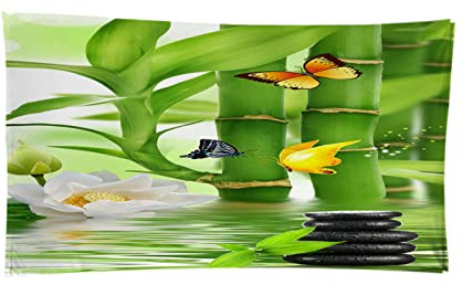 Large Beach Towels for Adults Butterfly&Bamboo Beach Towel Microfibre Absorbent Travel for Swimming Pool, Camping, Picnic, Yoga Gym Sports 90 x 180 cm