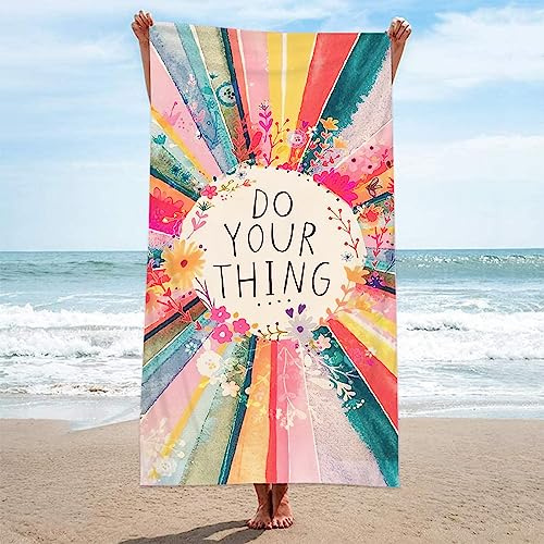 Lieson Mikrofaser Strandtuch, Badetuch Strandlaken Handtuch 90x180CM Sandfreie, Schnell Trocknende, Leichte Stranddecke Blumen Gestreift Bunt Tragbares Saunatuch Badehandtuch