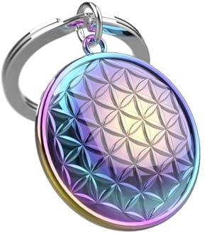 METALMORPHOSE - Porte-clés Fleur de vie - Porte-clés Équilibre & Énergies Positives - Cadeau Homme, Cadeau Femme