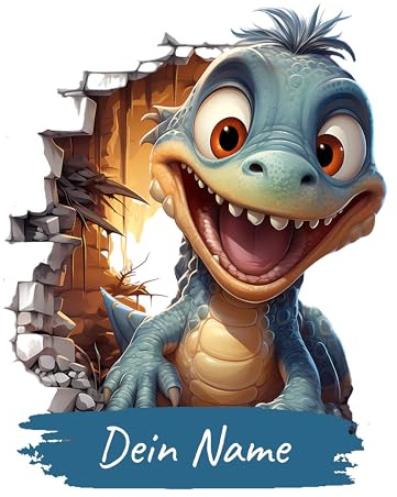 GRAZDesign Dinosaurier Wandtattoo mit Namen personalisiert Dino für Kinderzimmer Junge - Wandaufkleber über Bett & Sofa - 63x50cm