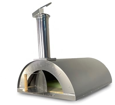 Forno A Legna Da Esterno, Per Pizza, Pane, Carne - Alfonso 6 Pizze Full Optional Inox, Camera Di Cottura Diretta In Acciaio Inox E Mattoni Refrattari Alimentari 3 cm, Coibentato Con Skamotec