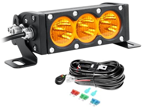 Willpower 6 Zoll 30W Led Arbeitsscheinwerfer Bar 12V 24V Led Scheinwerfer IP67 Led Bar für Offroad Auto Traktor LKW Zusatzscheinwerfer Rückfahrscheinwerfer Lightbar, mit Kabelbaum, 3000K Bernstein