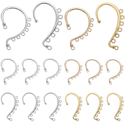 SUNNYCLUE 32 st omlott öronmanschetter icke-piercing wraps öron manschett gyllene silverlegering örhängen fynd med hål för örhänge bakverk smyckestillverkning tillbehör kvinnor män vuxen hantverk