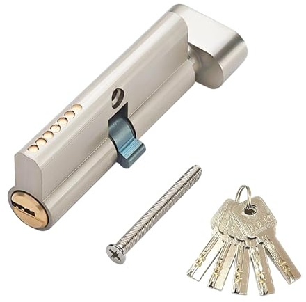 Qrity 1 PCS Door Barrel Lock 35/35 (70mm), Thumb Turn Euro Cylinder Lock with 5 Keys, Anti-Drill, Anti-Pick Door Lock for Wooden, UPVC