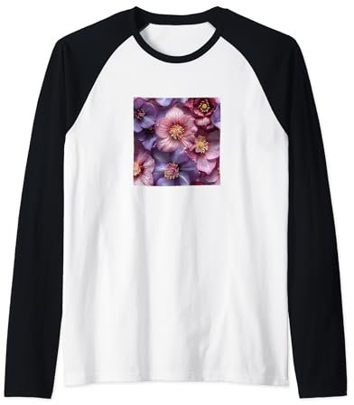 Motif floral hellébore Manche Raglan